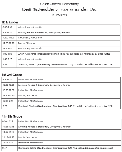 Chavez Bell Schedule 
